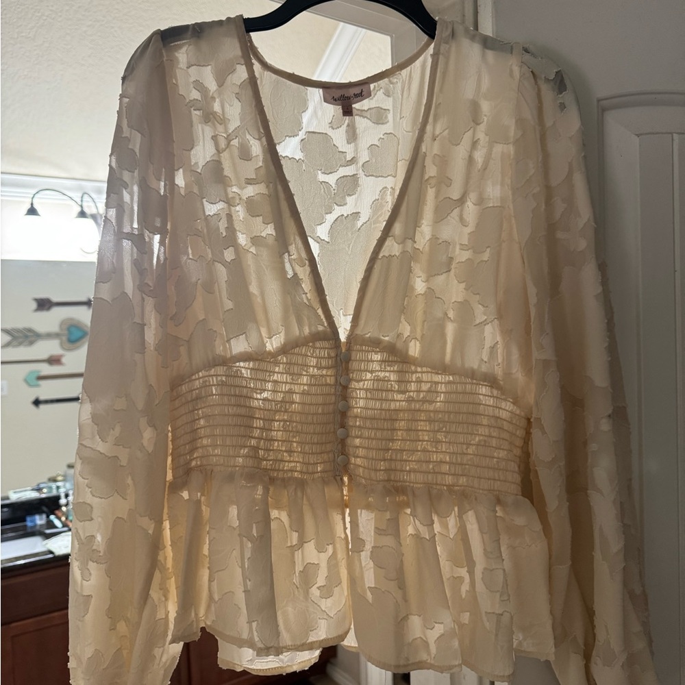 Willow Cream Floral Sheer Blouse